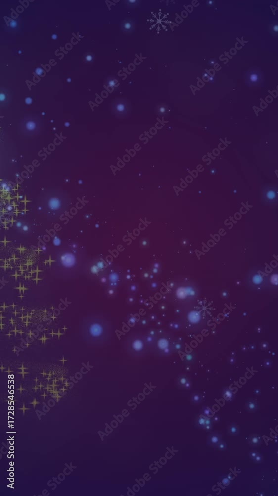 Canvas Prints animation of dots falling over glowing christmas tree