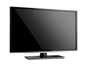  Modern Flat-Screen TV with Silver Bezel and Black Display, Isolated ontransparent  Background