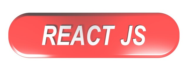 REACT JS red rounded rectangle button isolated on white background