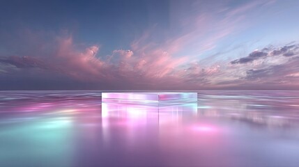 Gradient Abstract Soft Light with Sky Blue Pink Clouds and Geometric Shape