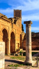 Ancient ruins in a sunny courtyard