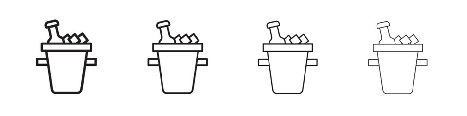 Ice bucket and bottle icon outline trend modern simple versions