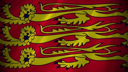 England three lions medieval banner flag, The Royal arms of England and royal standard of the realm of England historic ancient flag from the 12th century from the reign of Richard I lion heart 4K - Powered by Adobe