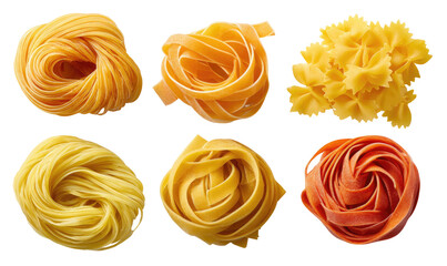 Variety of pasta shapes displayed