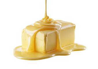 Melted butter pouring over a block