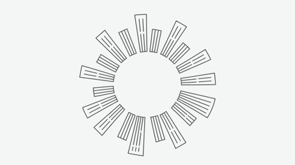 Abstract sunburst radiating from a central oval shape with a hand drawn sketchy artistic style and a white background