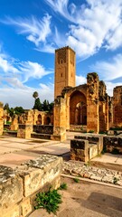 Ancient ruins under a bright sky