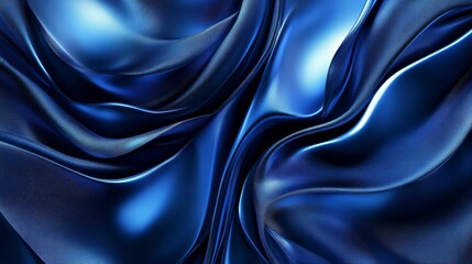 Fototapeta premium three-dimensional abstract blue drapery with rippling contours and luminous edges evoking high-end fashion wallpaper elegance