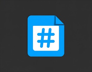 Fototapeta premium Blue square icon with hashtag