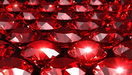Close-up view of many brilliant red gemstones