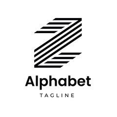 Modern Z letter logo design with parallel lines, ideal for corporate branding or innovative businesses seeking a strong, geometric visual identity concept