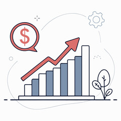 Illustration of financial growth chart with dollar sign