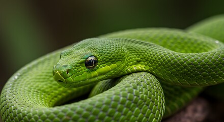 Fototapeta premium Closeup green snake