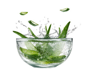 Fresh aloe vera in a bowl of water