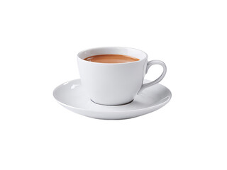 A single cup of coffee on a saucer isolated on black, Isolated On White Background, Png Transparent