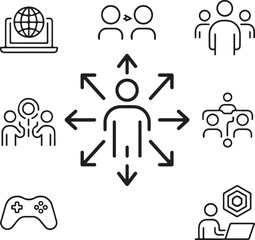 Fototapeta premium Interconnectedness Person at the Center of Digital Interactions
