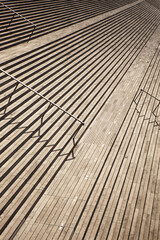 Steps and landings of a large exterior wooden staircase © Redzen