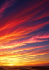 Obraz premium Dramatic sunset landscape featuring fiery colored clouds formation