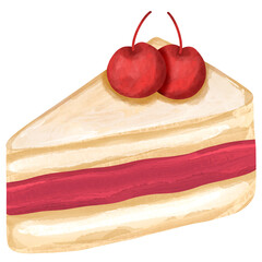 Watercolor Slice of Cake Illustration