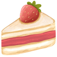 Watercolor Slice of Cake Illustration