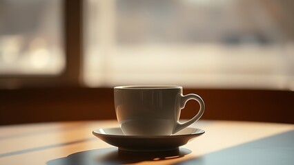 Obraz premium A warm and inviting coffee cup on a table with a shallow focus.