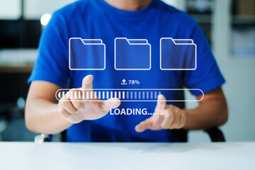 Cloud computing with data upload, download, and storage technology. Perfect for digital business,...