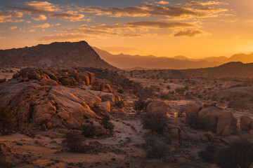 Anti-Atlas Mountains in Morocco – dramatic rocky landscape and desert scenery in North Africa © PawelUchorczak