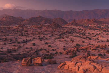 Anti-Atlas Mountains in Morocco – dramatic rocky landscape and desert scenery in North Africa © PawelUchorczak