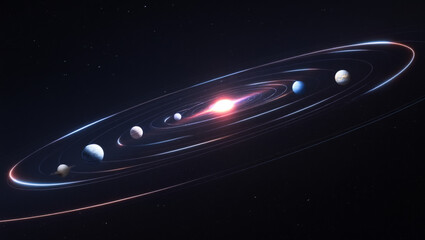 Stunning view of our Solar System with the Sun and all planets.