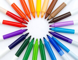 Colorful markers arranged in a circle