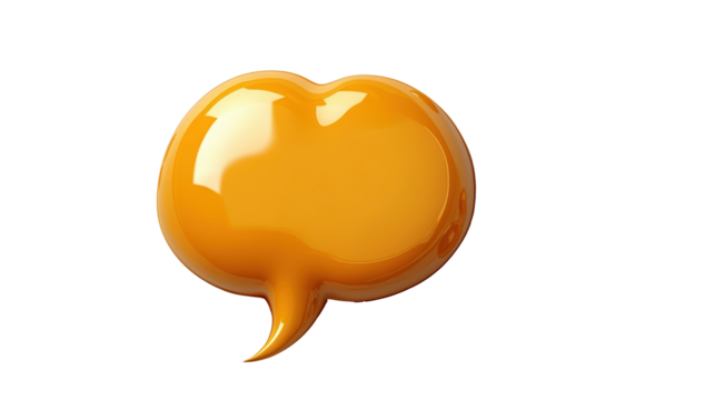 Yellow speech bubble with a clean outline, perfect for adding text or messages in PNG format.