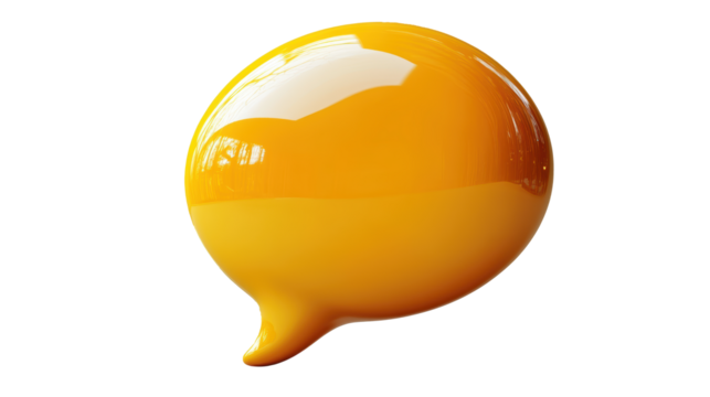 Bright yellow speech bubble with rounded corners, ideal for text placement and modern design PNG cut out.