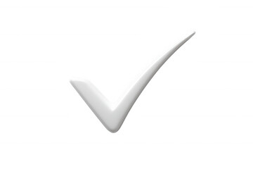 White check mark symbol against black background isolated on a transparent background image