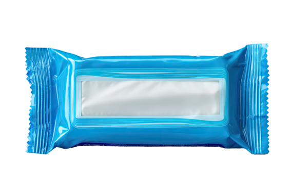 Blue plastic packaged wipes