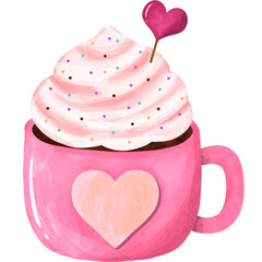 Watercolor Coffee Cup with Whipped Cream