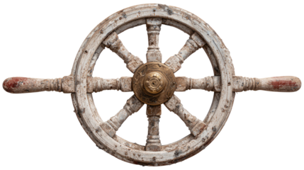 boat steering wheel on white background