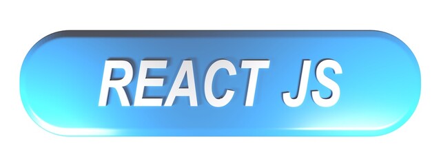 REACT JS blue rounded rectangle button isolated on white background