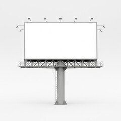 Obraz premium Blank advertising billboard structure, pristine white display area, isolated on clean background, perfect for custom promotional messages, impactful branding campaigns, and design mockups