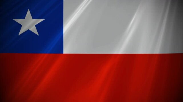 flag of Chile, Chilean flag of two white and red horizontal bands and a blue square featuring a white five pointed star, South America national banner blowing in the wind 4K