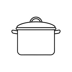 Simple cooking pot outline on transparent background