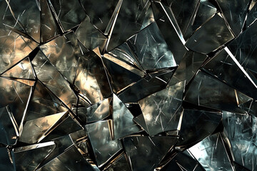 Abstract metallic shards creating a dynamic and modern geometric background design