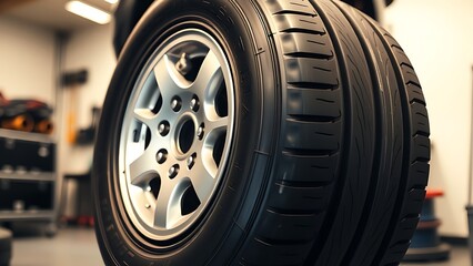Automotive maintenance concept with tire service theme in a professional workshop.