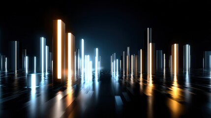 Futuristic Light Bars in Abstract Digital Landscape