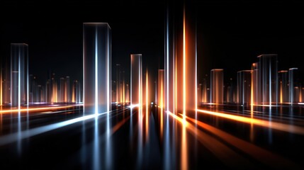 Futuristic City of Light Beams