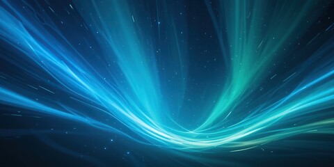 Abstract Blue and Green Light Trails: Dynamic Energy and Cosmic Flow in Digital Art