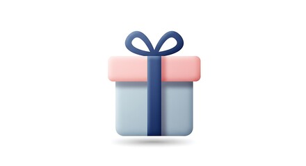 3D Rendered Gift Box with Blue Ribbon and Pink Bow.