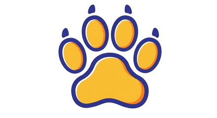 Yellow Paw Print with Blue Outline.