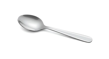 A Single Silver Spoon on a White Background.