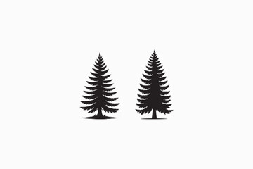 Douglas Fir forest bonsai tree vector silhouettes black color image made by adobe illustrator. eps