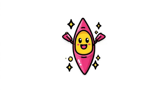 Cute pink kayak with a happy yellow face